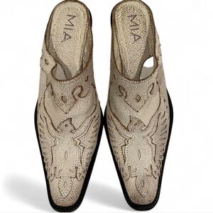MIA Women's Tan Embroidered Mules | Women’s 7M